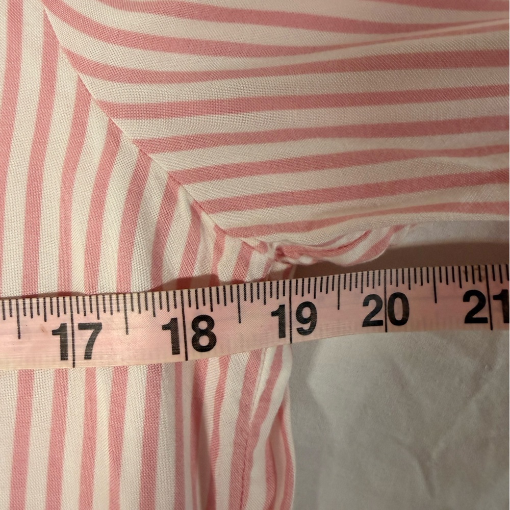 Sperry Light Pink White Stripes Roll Tab Sleeve Button Up Pockets Size Medium - Picture 4 of 6